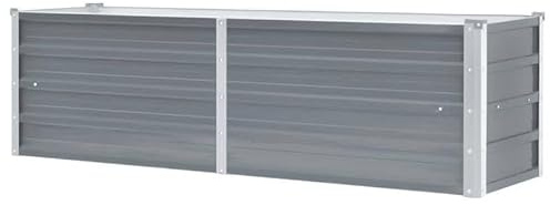 Aiuola rialzata da giardino in acciaio zincato, 160 x 40 x 45 cm, colore grigio, resistente e resistente alle intemperie, per verdure, erbe e fiori, ideale per giardino, terrazza e balconi