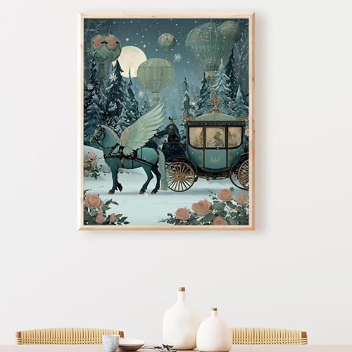 Malen nach Zahlen Erwachsene, Paint by Numbers Wagen Pferd DIY Ölgemälde Leinwand mit 3 Pinseln & Acrylfarben Kit, Handgemalt Kreativ Bastelset für Heimdekoration, Geschenk 100x135cm PjY647 X-8