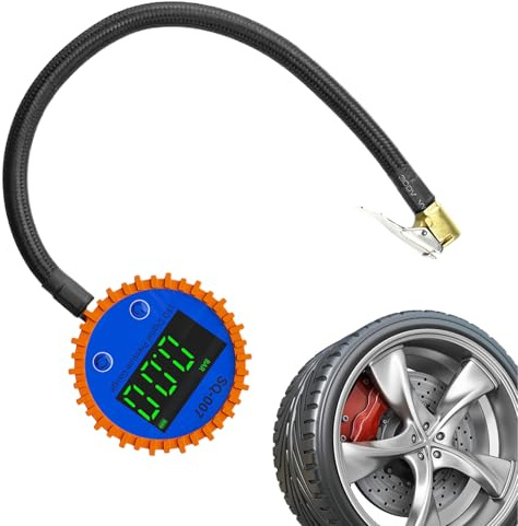 Misuratore Di Pressione Pneumatici Digitale,Robusto Con Attacco Rapido,Misuratore Di Pressione Con Inflatore | Adatto a Rimorchio Camper Auto Berlina Pick-up Moto