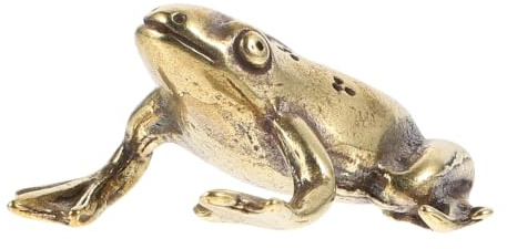 Milisten Vintage Solid Copper Mini Frog Figurine: Pocket Size Brass Toad Statue Desktop Tea Pet Ornament - Miniature Animal Sculpture for Home Office Bookshelf Garden Display Decor