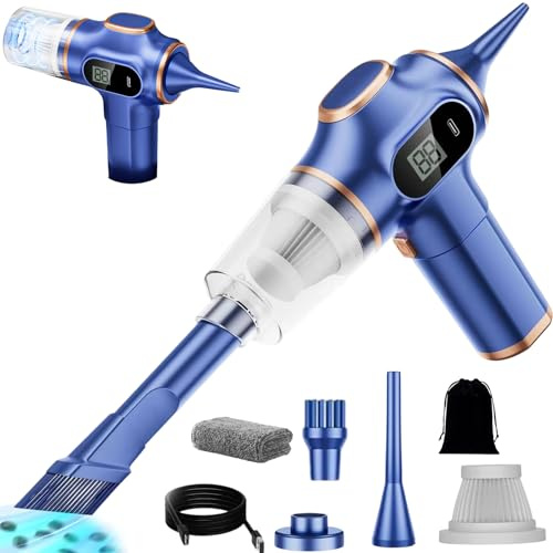 Qosigote 4 Combinaison 1 Aspirateur De Voiture Puissant Et Rechargeable, Aspirateur Voiture Puissant sans Fil, Ultra-Portable, Ergonomique, des Bureaux Et des Poils d'animaux (Double Filtre,A)