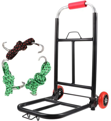 SOLUSTRE Carrello Portatile Pieghevole in Ferro Ruote Pu e 3 Corde, Carrello a Mano Multifunzione per Spesa, Bagagli e Trasporto, Adatto a Terreni Irregolari e Uso Domestico