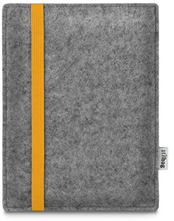 Stilbag maßgeschneiderte eReader-Hülle LEON | Farbe: hellgrau-gelb | eBook Reader Tasche aus Filz | e-Reader Schutzhülle | Tasche Made in Germany