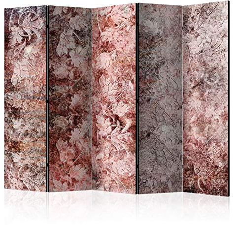 murando Raumteiler Foto Paravent Ornament Blätter 225x172 cm beidseitig auf Vlies-Leinwand Bedruckt Trennwand Spanische Wand Sichtschutz Raumtrenner Home Office Betonoptik b-A-0446-z-c