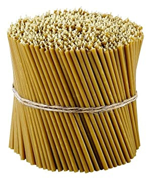Danilovo Ritual Kerzen 100% Bienenwachs (Gelb) - Orthodoxe Kerzen für Gebet Tischdeko Hochzeit - Ungiftig, Ruß - Tropffrei, Nachhaltige Produkte, N140, Höhe: 16 cm, Ø 5 mm (1400 stück)