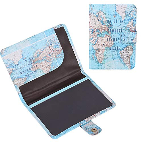 Leylor Fundas de Pasaporte: Lindo Estampado de Cuero PU Funda Protectora para Pasaporte Funda de protección para Tarjetas de crédito de identificación(#Mapa)