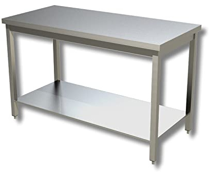 Ristoattrezzature Tavolo in Acciaio Inox Professionale 170x60x85h - Piano di Lavoro per Cucine, Ristoranti, Pizzerie