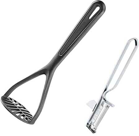 Westmark Kartoffelstampfer Gentle + Sparschäler Famos, Kunststoff/Rostfreier Edelstahl/Stahl, Schwarz/Silber, 286322E7