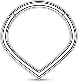 CM Crareesi Mania Anneau de nez en V Septum Piercing Ring Piercing Ohr Septum Clicker 16 jauges 316L Acier chirurgical Septum Cartilage Daith Helix Tragus Conch Bijoux de Piercing pour Femmes, 1.2 mm