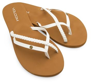 Volcom Women’s Thrills Sandals – Strappy Design with Comfort Foam Footbed for Beach and Everyday Wear, White, 8