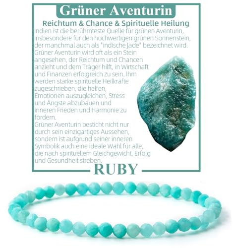 RUBY Perlenarmband Damen - Hochwertiges 4mm Edelstein Armband aus Facettierten Echten Natursteinen - Inklusive Geschenkbox Geschenk für Sie