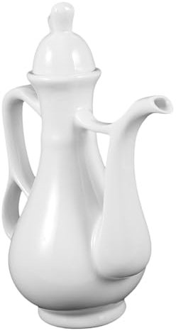 Alipis Ceramic Wine Jug with Handle 280ml Flower Carved Chinese Style Wine Container Home Liquor Storage Pot for Dinner Table and Entertaining