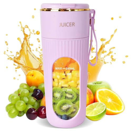 Frullatore Portatile, Shake Mixer, 340ML Frullatore Smoothie Blender Mixer Bottle Smoothie Maker, Mini Frullatore Personale Multifunzionale per Spremute Fresche Miscelatore USB Ricabile (Rosa)