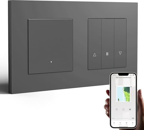 BSEED Smart strömbrytare med WLAN rullgardinsswitch, smarta persiennbrytare med PC-ram, kräver nollledare, WiFi rullgardinstimer, kompatibel med Alexa/Google Home, 1 fack 1 väg, grå