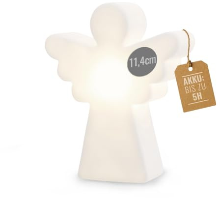 8 seasons design LED Engel Mini-Leuchte Shining Angel Micro – Dekolampe 11 cm - kabellos mit Akku & USB-C aufladbar - Tischdeko, Adventsbeleuchtung, leuchtende Winterdeko, Weihnachten