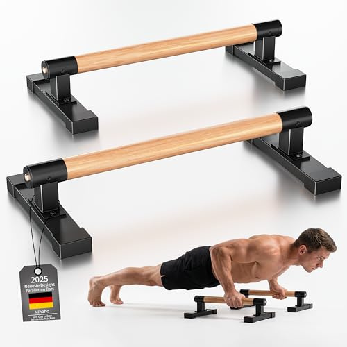 Barras de flexión paralelas, barras de flexión calistenics para paradas de manos y entrenamiento de fuerza con mangos de madera de haya, entrenamiento de brazos y pectorales en interiores y exteriores