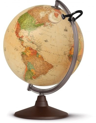 Mappamondo Luminoso Nova Rico Marco Polo Ø 26 cm – Globo Terracqueo Illuminato con Cartografia Antica e Base Girevole – Globo Educativo Decorativo da Scrivania/Studio