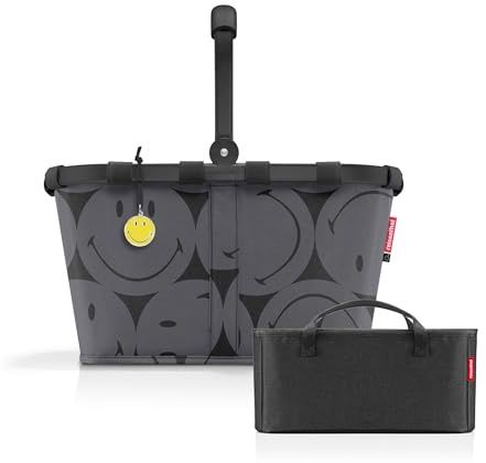 reisenthel Carrybag Smiley Grey + Organizer Black - Funktionaler Taschen-Organizer: Für noch mehr Ordnung in Ihrer reisenthel Einkaufskorb