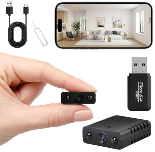 Mini Cámara, Cámara de Vigilancia 4K HD WiFi | Cámara Oculta de Vigilancia HD, Cámara Niñera, Detección de Movimiento/Visión Nocturna para Casa, Oficina, Coche, Niños