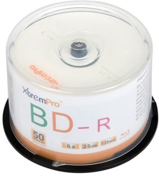 XtremPro Bd-R 6X 25GB 135min Blu-Ray 50 Pack Blank Discs in Spindle - 11053