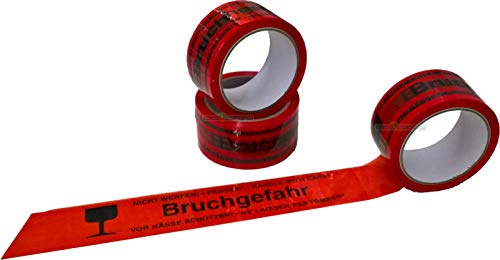 30 Rollen Warnklebeband 'Bruchgefahr' mit Kelch Rot