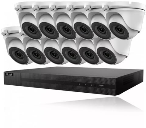 Hikvision Hilook 16Channel CCTV Kit &16x2MP (1080P) Gray Dome Outdoor&Indoor CCTV Camera System,Weatherproof Home Security Camera,Motion Detection,Email &APP Alert,CCTV Kits (NO HDD)