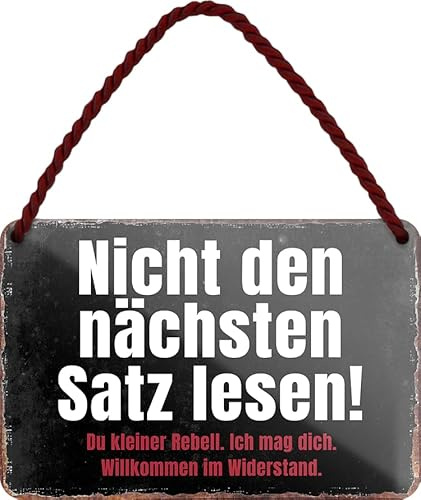 schilderkreis24 - Blechschilder Lustiger Spruch: ”Nicht DEN NÄCHSTEN Satz LESEN!“ Deko Hängeschild Humor Tür Geschenkidee 18x12 cm