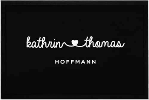 SpecialMe® Fußmatte mit Vornamen Familienname Herz Nachname personalisierbar rutschfest & waschbar Weiss 60x40cm