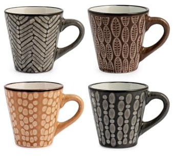 H&h set 6 tazze caff ethnic in stoneware senza piatto colori cc100
