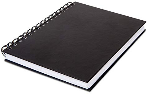 Skizzenbuch mit Spiralbindung und schwarzem Hardcover, DIN A3 Hochformat, 60 Blatt, 140 g/m², weißes, mattes Zeichenpapier, radierfest, säurefrei und alterungsbeständig