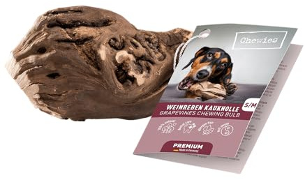 Chewies Kauwurzel für Hunde aus Weinreben - Kau-Spielzeug natürlich, nachhaltig, mineralstoffreich, Holz ohne Schadstoffe (geprüft) - Größe S/M: Für Hunde bis 15 kg Körpergewicht