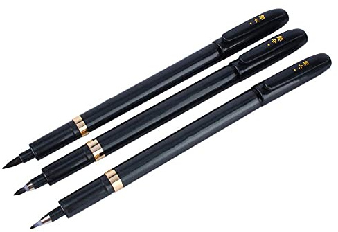 3pcs Calligrafia Penna Cinese Giapponese Calligrafia Shodo Pennello Penna a Inchiostro Set di Calligrafia per Principianti Pennelli