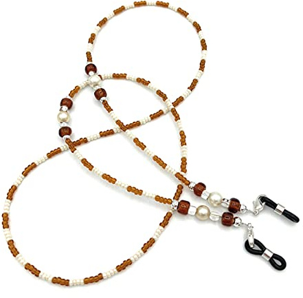 Brillenkette, Brillenband, Brillenschmuck, Kette für Lesebrille, Unikat, Lesen, Glasperlen, Brillenkordel, Brille, Geschenkidee, Handmade, Braun, Champagner