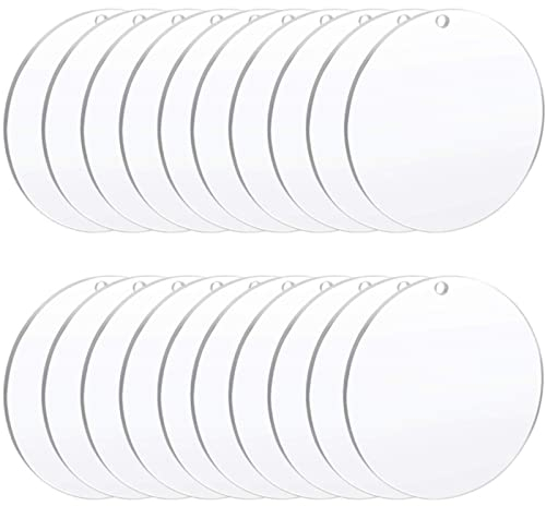 20 Pezzi Disco Acrilico Rotondo, Foglio Acrilico Trasparente, Rondella Acrilica, Adatto per la Realizzazione di Torte, Esposizione di Prodotti, Insegne per Matrimoni e Feste(10 cm)