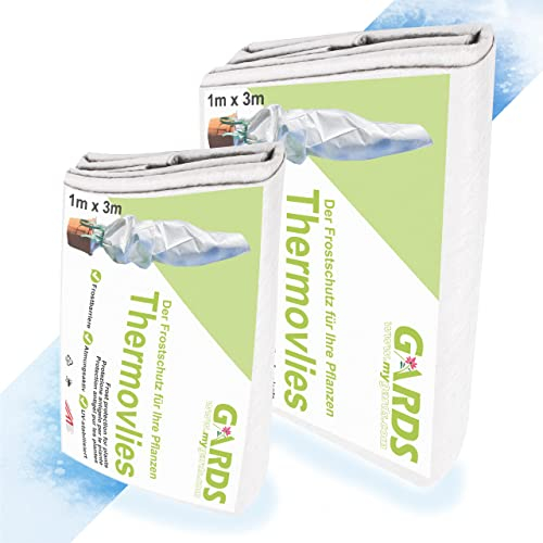 Gards Wintervlies für Pflanzen 100g/m², extra Dicker Frostschutz, wasserdurchlässig, UV-Stabilisierter Pflanzenschutz, Kälteschutz 3x1,35 Meter inkl. Vliesband, 2er Set