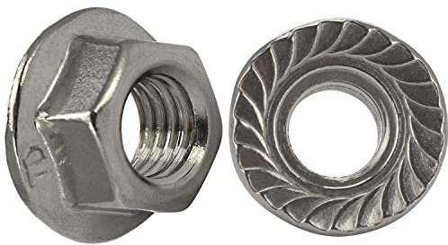 OPIOL QUALITY® Sechskantmuttern mit Flansch und Sperrverzahnung M4 aus Edelstahl A2 V2A (40 Stück) nach DIN 6923/ISO 4161 Flanschmuttern Bundmuttern Muttern Sperrzahnmutter Rostfrei