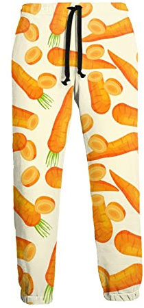 Carrot Men's Printed Fleece Sweatpants Novelty Joggers Pants Trousers with Pockets White