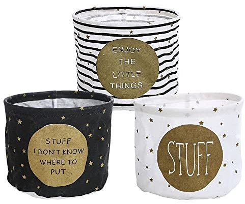 Norhogo Set di 3 Cestelli di immagazzinaggio cesta portaoggetti in Tessuto, mpermeabile Organizer da scrivania piccolo per casa, scuola materna, bagno, armadio 20 x 20 x 15cm