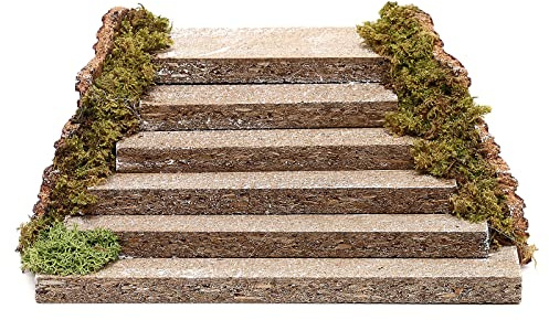Treppe aus Holz mit Moos für Krippe, 5x20x15 cm