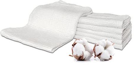 PLUMERI 5er 70x70cm Weiß Mullwindeln Spucktüche Musselin Stoffwindeln Weiß Mulltücher Saugstark Waschlappen Baumwolle Weich und Atmungsaktivfür Baby Premium Qualität