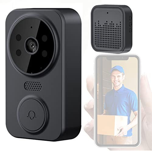 BiiKoon Doorbell Camera Smart Doorbell Wireless Remote Video Doorbell Intelligent Visual Doorbell For Home Security Night Vision 2.4G Wifi 2-Way Audio (Color : Black)