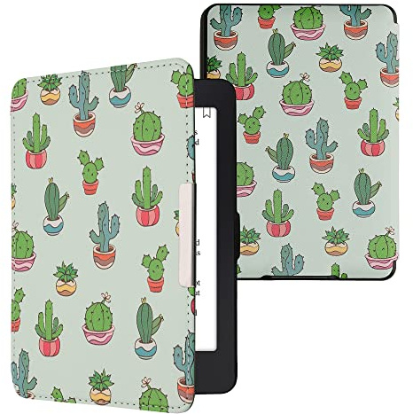 kwmobile Carcasa Compatible con Amazon Kindle Paperwhite Funda - Funda con Tapa y Cierre magnético de Cuero sintético - Cactus