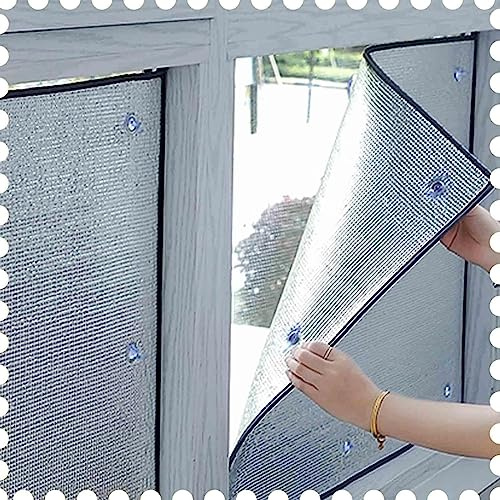 TZYYAO Película de Ventana de Oscurecimiento,Película Aislamiento Térmico de Aluminizada,Película Reflectante de Papel de Aluminio No Adhesivo,para Interiores y Exteriores,Black-50×60cm(20×24)