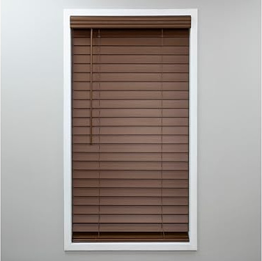 Eclipse 2in. Faux Wood Blinds, 34W x 64L in Dark Oak - Cordless Window Blinds, Certified Safe for Children & Pets, Light Filtering, Wand Tilt and Smooth Easy Operation, Window Shades for Home