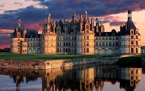Puzzle 1000 Teile Das Alte Schloss Chambord Spiegelt Sich Im Wasser 75 * 50Cm