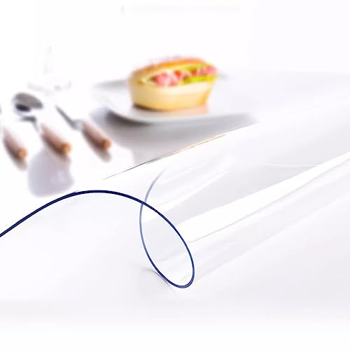 FLAVYO Copertura Protettiva per Tovaglia in PVC Trasparente,Pellicola Protettiva per Tavolo Impermeabile in Vetro di Plastica Morbida Spessa 1Mm,Adatta per Tappetini per Ufficio (85x130cm/33x51in)