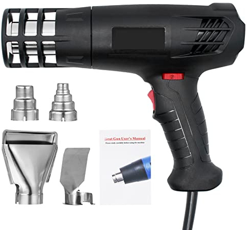 Vislone Hot Air Machine 1600-2000W Hot Air Heating Machine Kit with Dual Temperature Setting (122℉~1012℉) Fast Heating Tool with 4 Nozzles for Crafts Shrink Tubing Wrapping Stripping Paint Epoxy Resin
