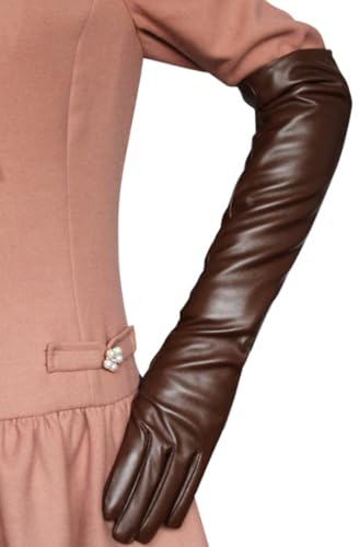 WUUISDNX Lange PU Lederhandschuhe für Damen