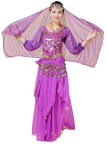 Hibasing Bauchtanz Kostüm Set Ägypten Bauchtanz Kostüm Indische Kleidung Frauen Bollywood Bauchtanz Kleid 4 Stück