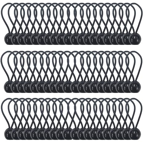 Spanngummis mit Kugel 60 Stück, Planenspanner 4mm Gummispanner Zeltgummis mit Kugel 10cm, Schwarz Expanderschlingen Gummischlaufen für Planen Zelt Banner Netz Pavillions (60)